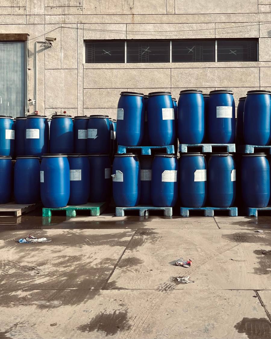 Chemical drums on pallets