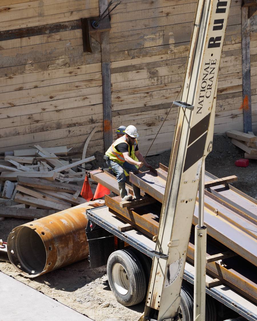Site works with pipework and equipment