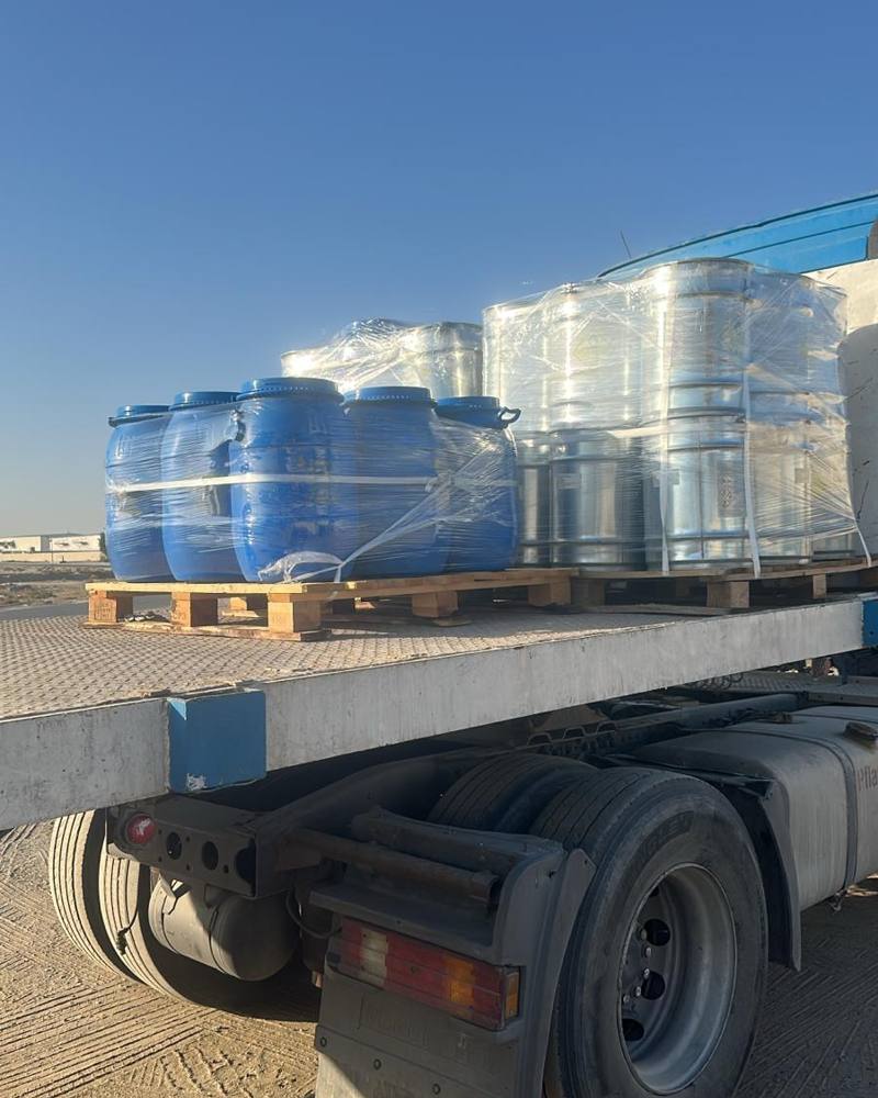 Potassium permanganate shipment on a flatbed