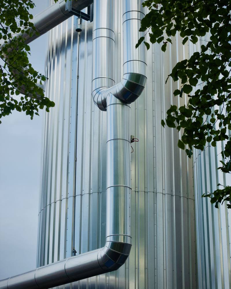 Stainless pipework on a tank