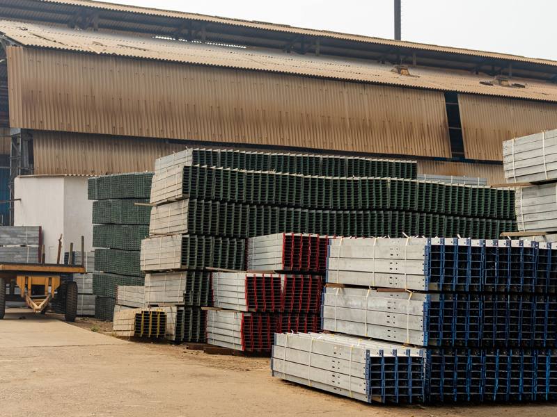 Steel sections in the yard